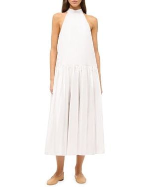 STAUD Marlowe Poplin Halter Maxi Dress - White