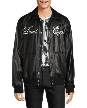 RTA Regan Embroidery Faux Leather Biker Jacket - Black