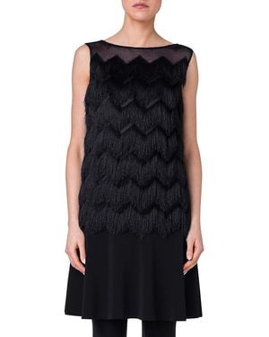 Akris Punto Sleeveless Fringe Dress - Black