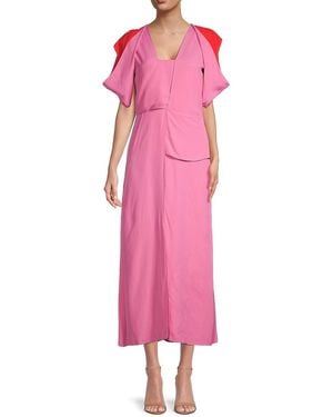 Bottega Veneta Color-block Draped Midi Dress - Pink