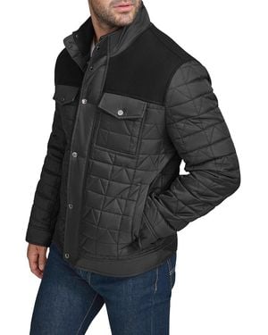 Cole Haan Quilted Trucker Jacket with Pockets - Black