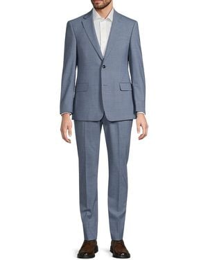 Saks Fifth Avenue Wool-Blend Modern-Fit Suit - Blue