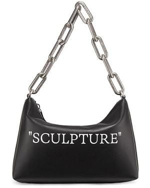 Off-White c/o Virgil Abloh Block Pouch Quote Leather Shoulder Bag - Black