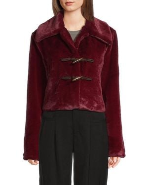 AREA STARS Abi Faux Fur Jacket - Red
