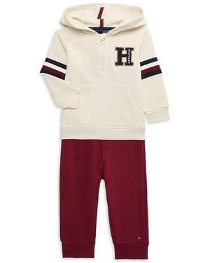 Tommy Hilfiger Baby Boy's 2-Piece Logo Quarter Zip Hoodie & Sweatpants Set - Red