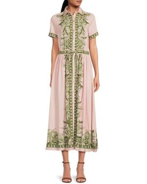 Max Studio Botanical Embroidered Button-Front Maxi Dress - Multicolor