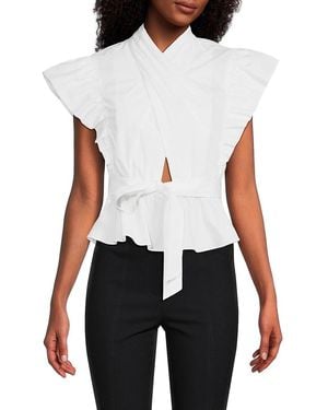 10 Crosby Derek Lam Brynn Ruffle Wrap Top - White