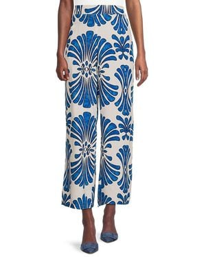 Tahari Floral Wide-Leg Pants - Blue