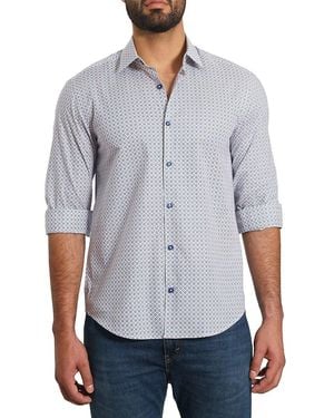Jared Lang Trim Fit Medallion Pima Cotton Sport Shirt - Grey