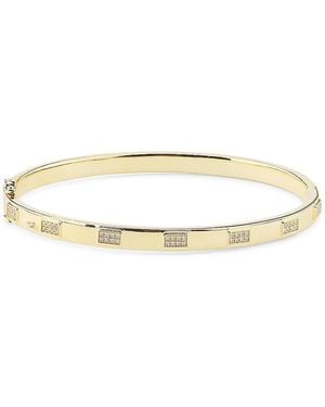 Effy ENY 14K Goldplated Sterling & 0.21 Tcw Diamond Bangle Bracelet - Natural