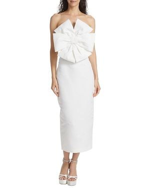 Alexia Maria Eva Strapless Silk Midi-Dress - White
