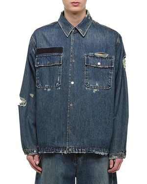 Helmut Lang Distressed Denim Uniform Shirt - Blue