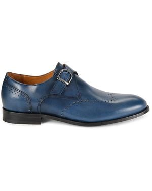 Saks Fifth Avenue Mark Leather Monk Strap Shoes - Blue