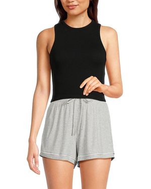 Rachel Parcell Ribbed Crop Tank Top - Black