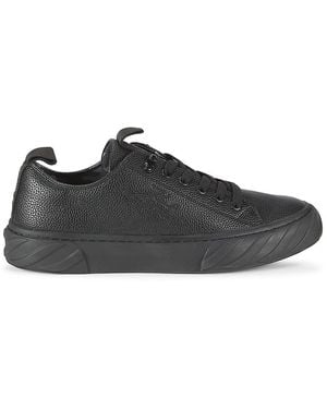 Karl Lagerfeld Logo Leather Low-Top Sneakers - Black