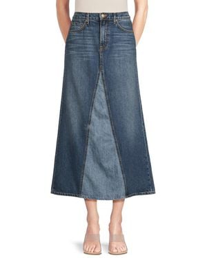 Ramy Brook Jannie Panelled A-line Denim Midi-skirt - Blue
