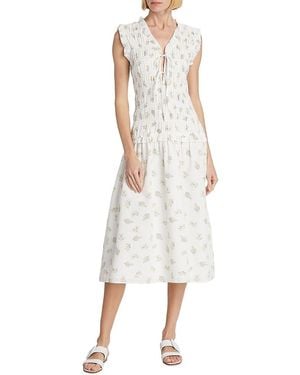 Rails Dion Floral Smocked Midi-Dress - White