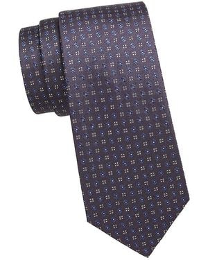 Canali Geometric Silk Tie - Blue