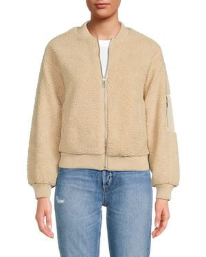 Joe's Jeans Faux Shearling Short Length Zip Jacket - Blue