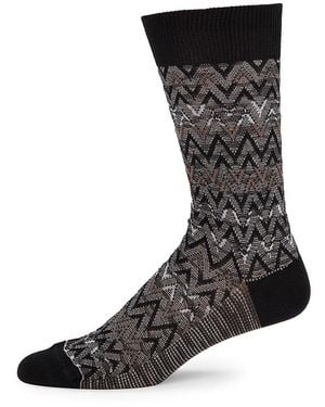 Missoni Zigzag Patterned Crew Socks - Black