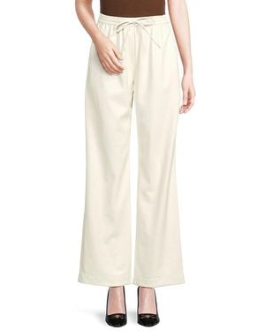 AREA STARS Carolina Faux Leather Wide Leg Pants - Natural