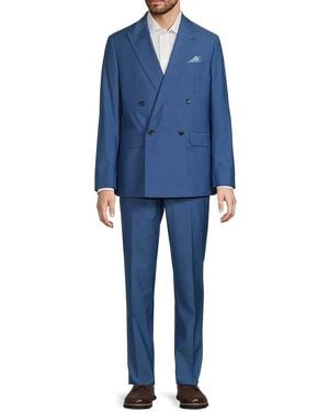 Tallia Peak Lapel Wool Blend Slim Fit Suit - Blue