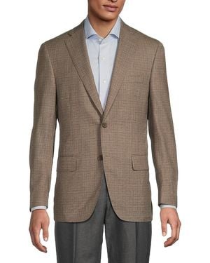 Heritage Gold Neat Check Wool Modern-fit Sport Coat - Brown
