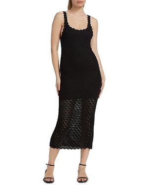 Alice + Olivia Bray Crochet Scoopneck Midi-Dress - Black