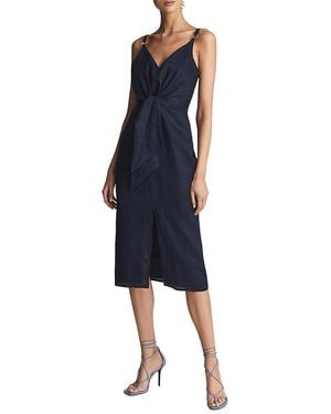Reiss Kay Sleeveless Tie-Front Midi-Dress - Blue