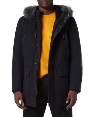 Andrew Marc Wool-Blend Parka with Faux Fur - Blue