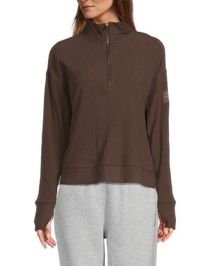 Tommy Hilfiger Ribbed Brushed Cotton-Blend Sweatshirt - Brown