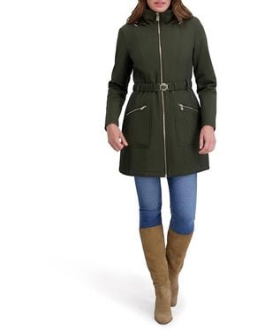 Kensie Softshell Belted Longline Jacket - Black