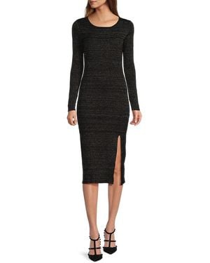Design History Front Slit Bodycon Midi Dress - Black