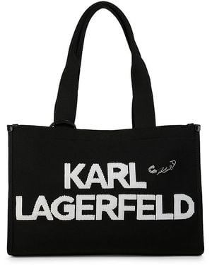Karl Lagerfeld Logo Zipper Pouch Tote - Black
