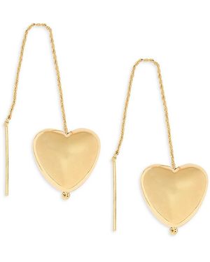 Ava & Aiden Iron & 14k Goldplated Heart Threader Earrings - White