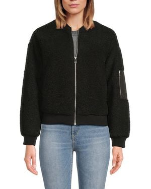 Joe's Jeans Faux Shearling Short Length Zip Jacket - Black