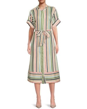 Nautica Belted Striped Midi-Dress - Multicolor