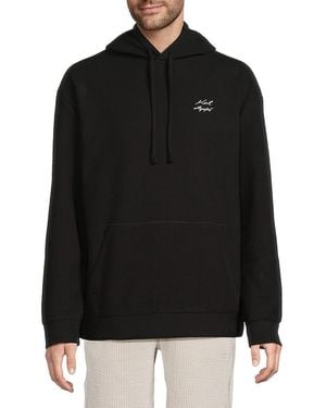 Karl Lagerfeld Logo Drop Shoulder Cotton-Blend Hoodie - Black