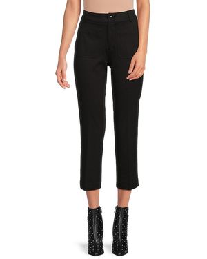 Saks Fifth Avenue Lola Flat Front Carpenter Cropped Trousers - Black