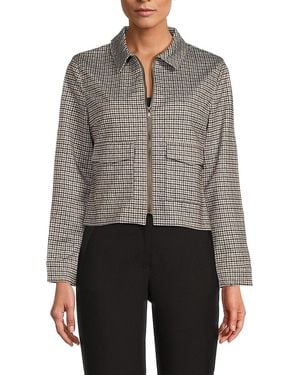 Saks Fifth Avenue Spread Collar Houndstooth Jacket - Gray