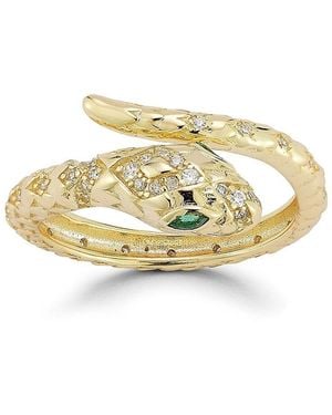 Chloe and Madison 14K--Plated Sterling & Cubic Zirconia Snake Ring - Metallic