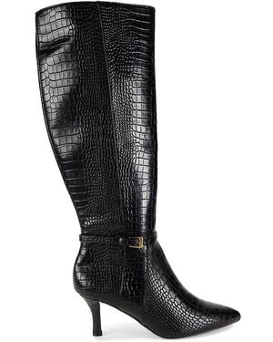 Charles David Arlie 64mm Croc Embossed Knee Boots - Brown