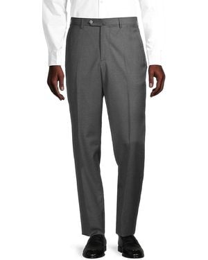 Isaia Sanita Wool Dress Trousers - Grey