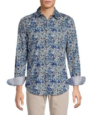 Robert Graham Zeth Classic Cotton Button-Down Shirt - Blue