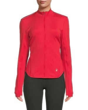 Spyder Full-Zip Mock Turtleneck Stretch Performance Jacket - Red