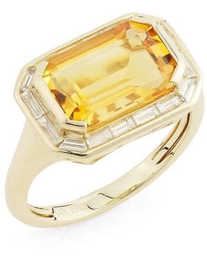 Effy 14K, Citrine & 0.37 Tcw Diamond Ring - Metallic