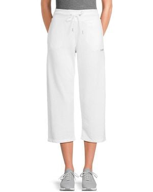 DKNY Mini Stud Logo Cropped Wide-Leg Pants - White