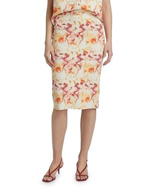 La Petite Robe Di Chiara Boni Lumi Floral Pencil Skirt - Natural