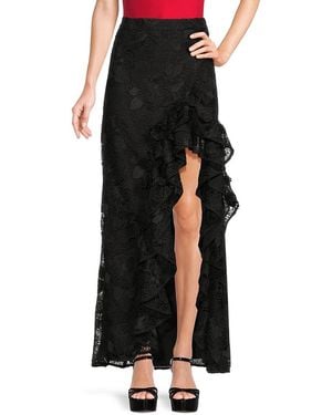 Emanuel Ungaro Bari Floral Lace Maxi Skirt - Black