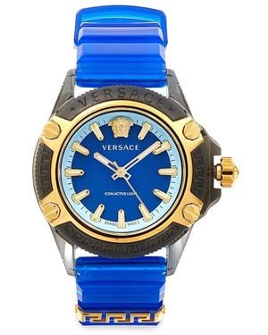 Versace Icon Active Two Tone Stainless Steel & Silicone Strap Watch/42Mm - Blue